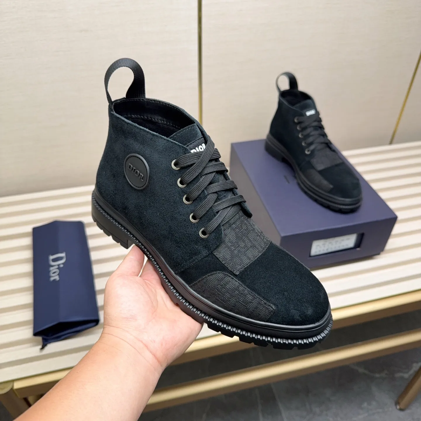 Men's Shoes 💰440 Dior A practical choice that combines protection with classic style. Made from durable Rugged Calf leather, it's tumbled and hand-finished to create a soft suede feel with a rich texture. Elastic side panels and subtle cutouts are inspired by the classic Chelsea boot. Leather upper and lining with Kummel tabs at front and rear, rubber outsole